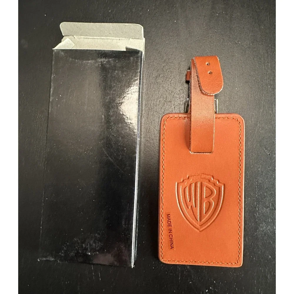 Rare Warner Brothers studios WB‎ promotional crew leather luggage tag Orange